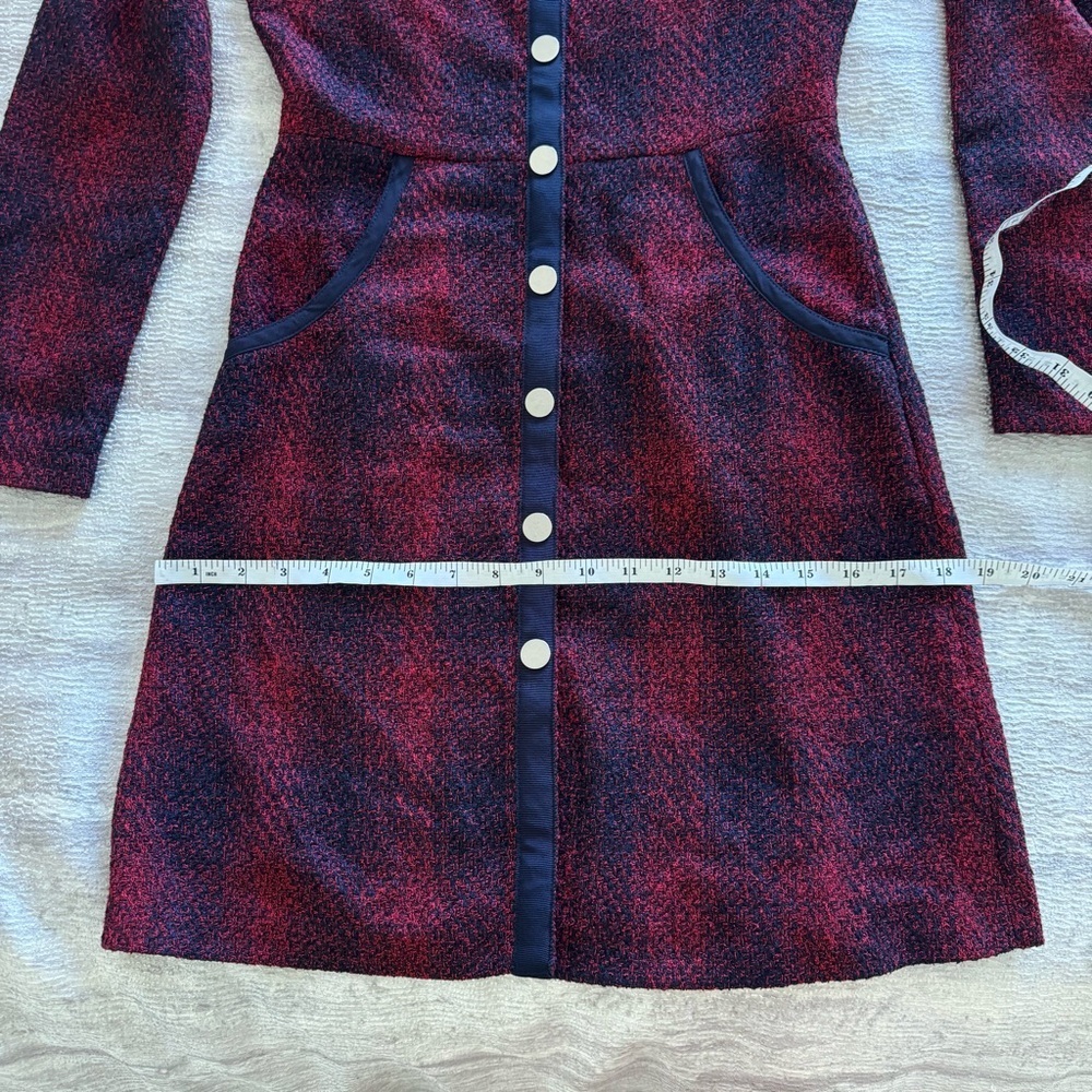 NWT! Maje Red and Black Long Sleeve Dress, Size 2 - Picture 10 of 15